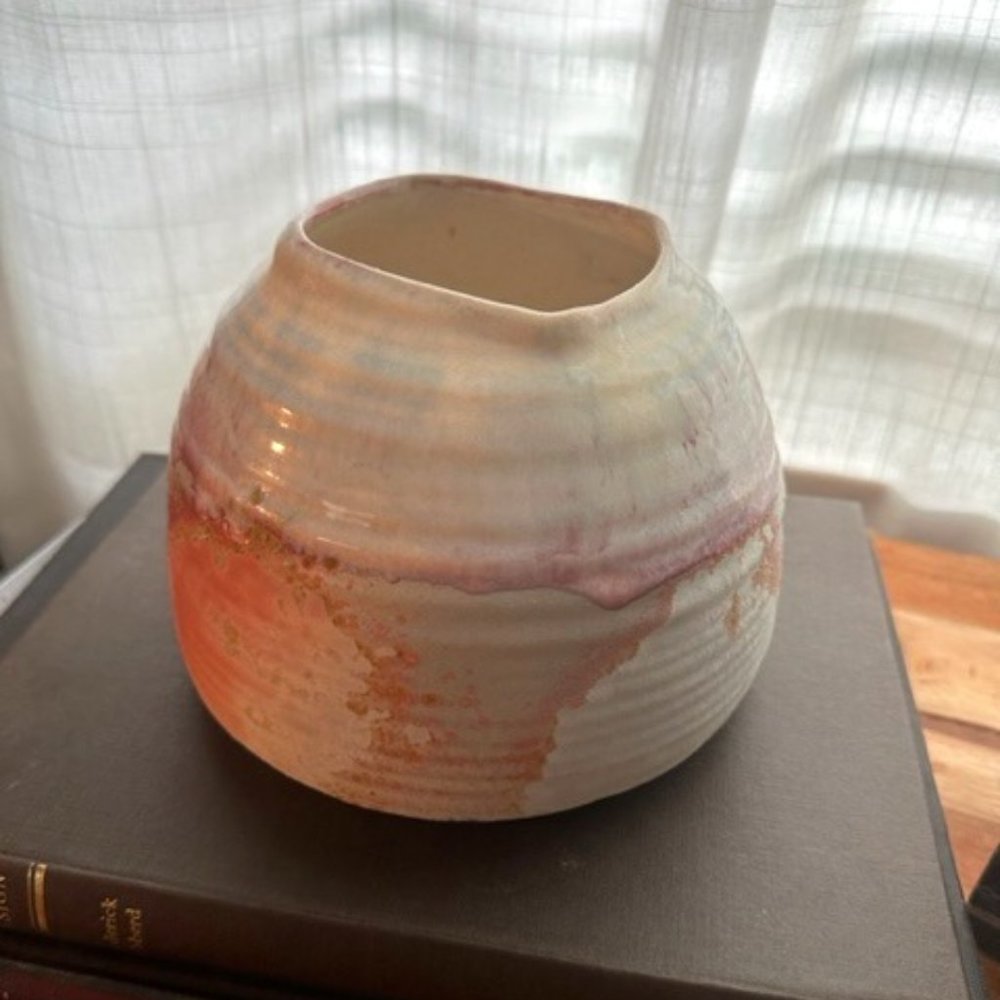 VTG Signed Evans Raku Studio Pottery Patel Vase #30